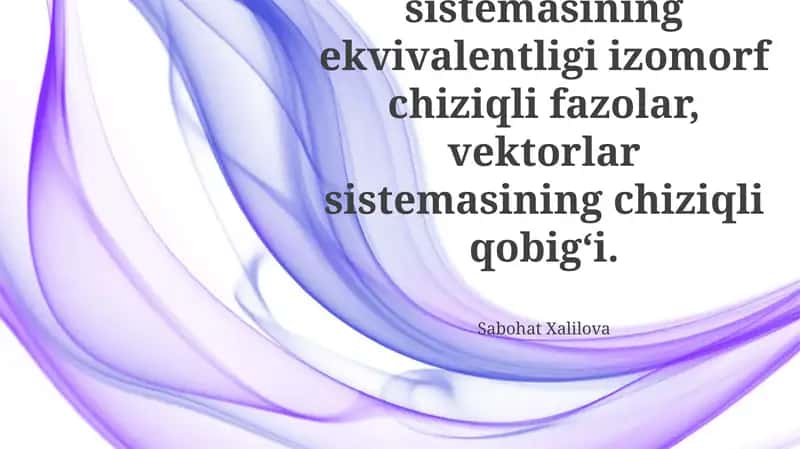 Vektor Sistemlarining Ekvivalentligi