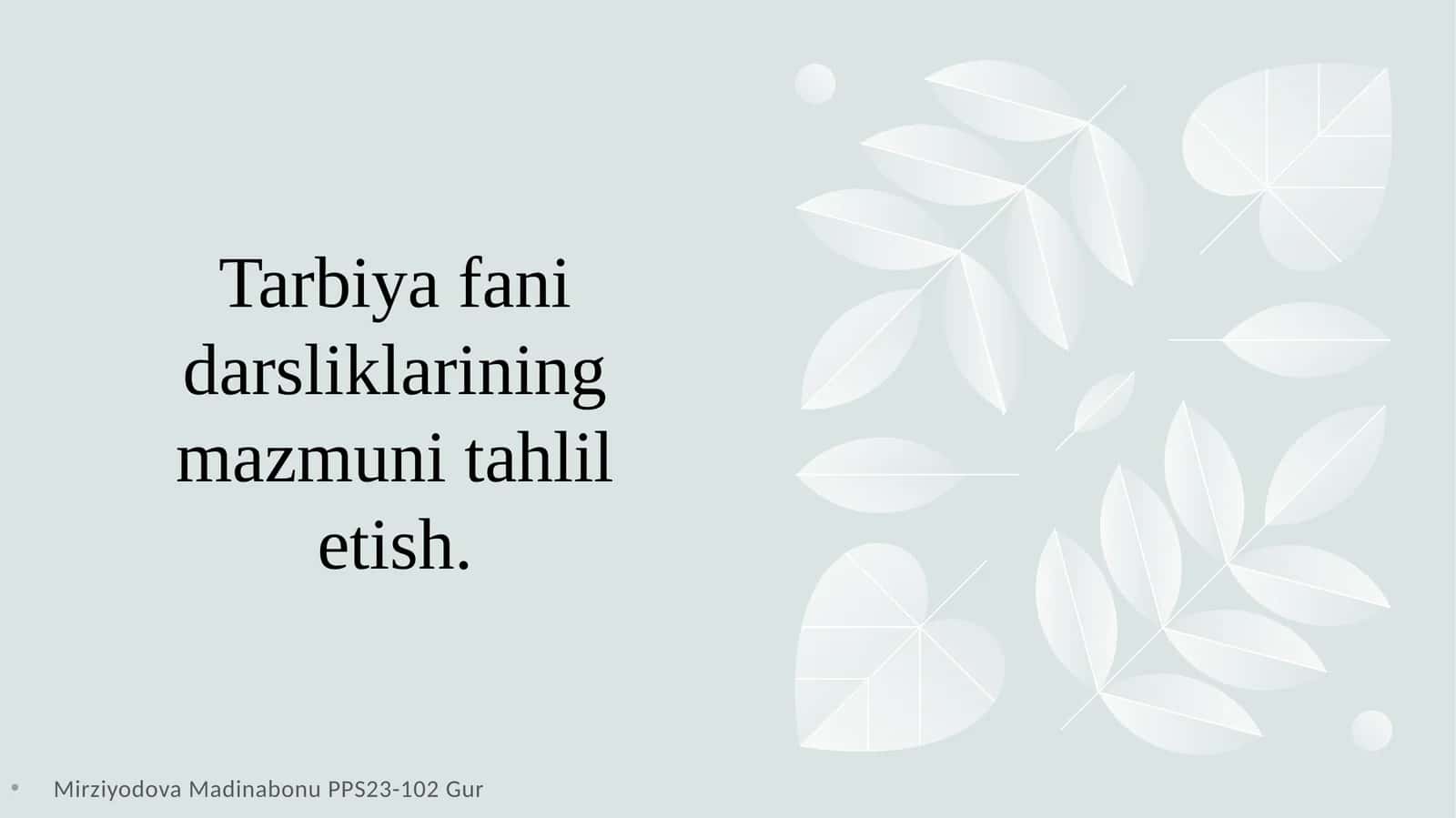 Tarbiya fani darsliklarining mazmuni tahlil etish