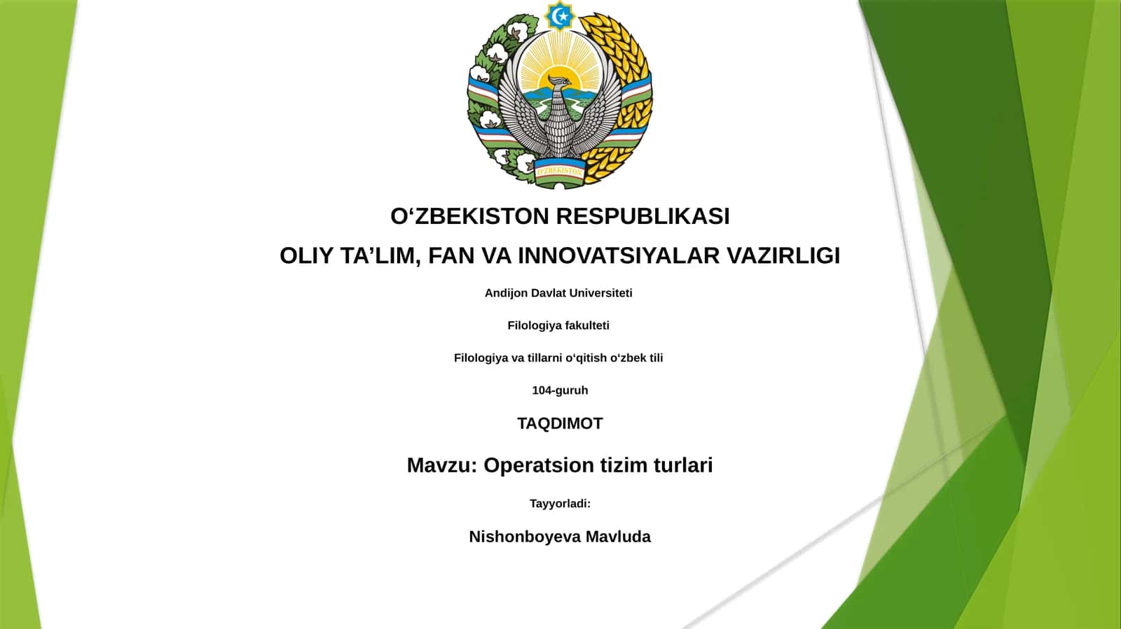 Operatsion tizim turlari