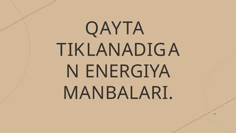 Qaytatiklanadigan energetika manbalari