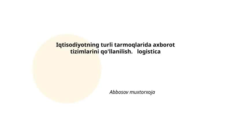 Logistika boshqaruvida axborot tizimlarining roli