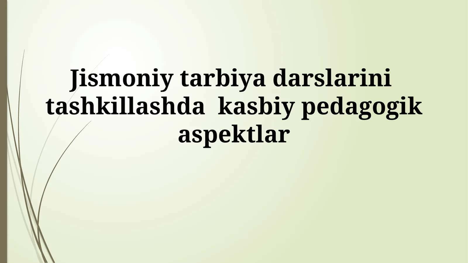 Jismoniy tarbiya darslarini tashkillashda kasbiypedagogikaspektlar