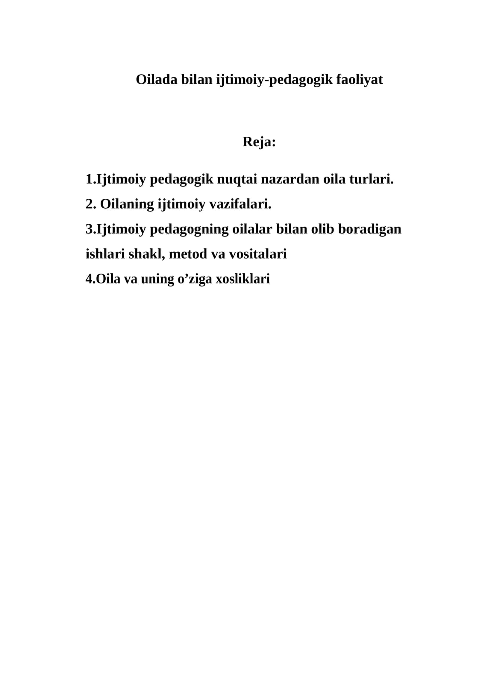 Oilada bilan ijtimoiy-pedagogik faoliyat