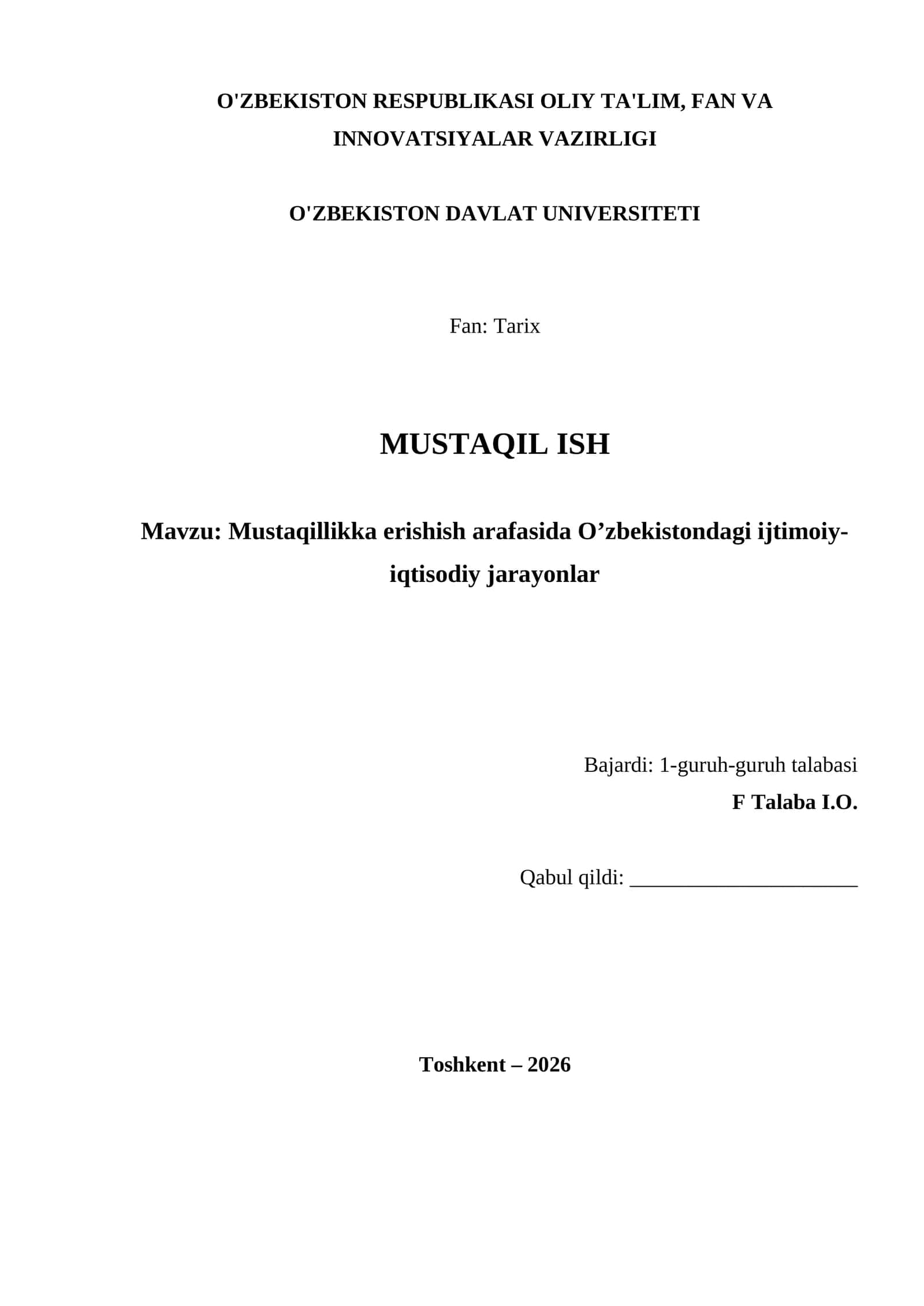 Mustaqillikka erishish arafasida O’zbekistondagi ijtimoiy-iqtisodiy jarayonlar