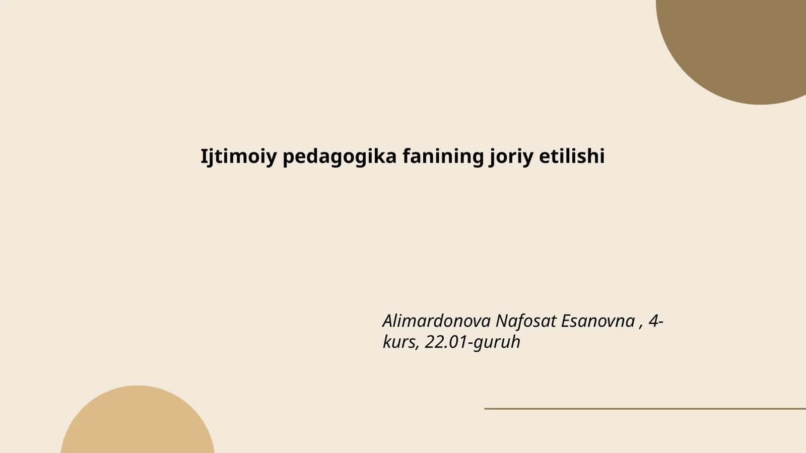 Ijtimoiy pedagogika fanining joriy etilishi