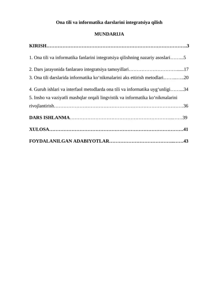 Ona tili va informatika darslarini integratsiya qilish