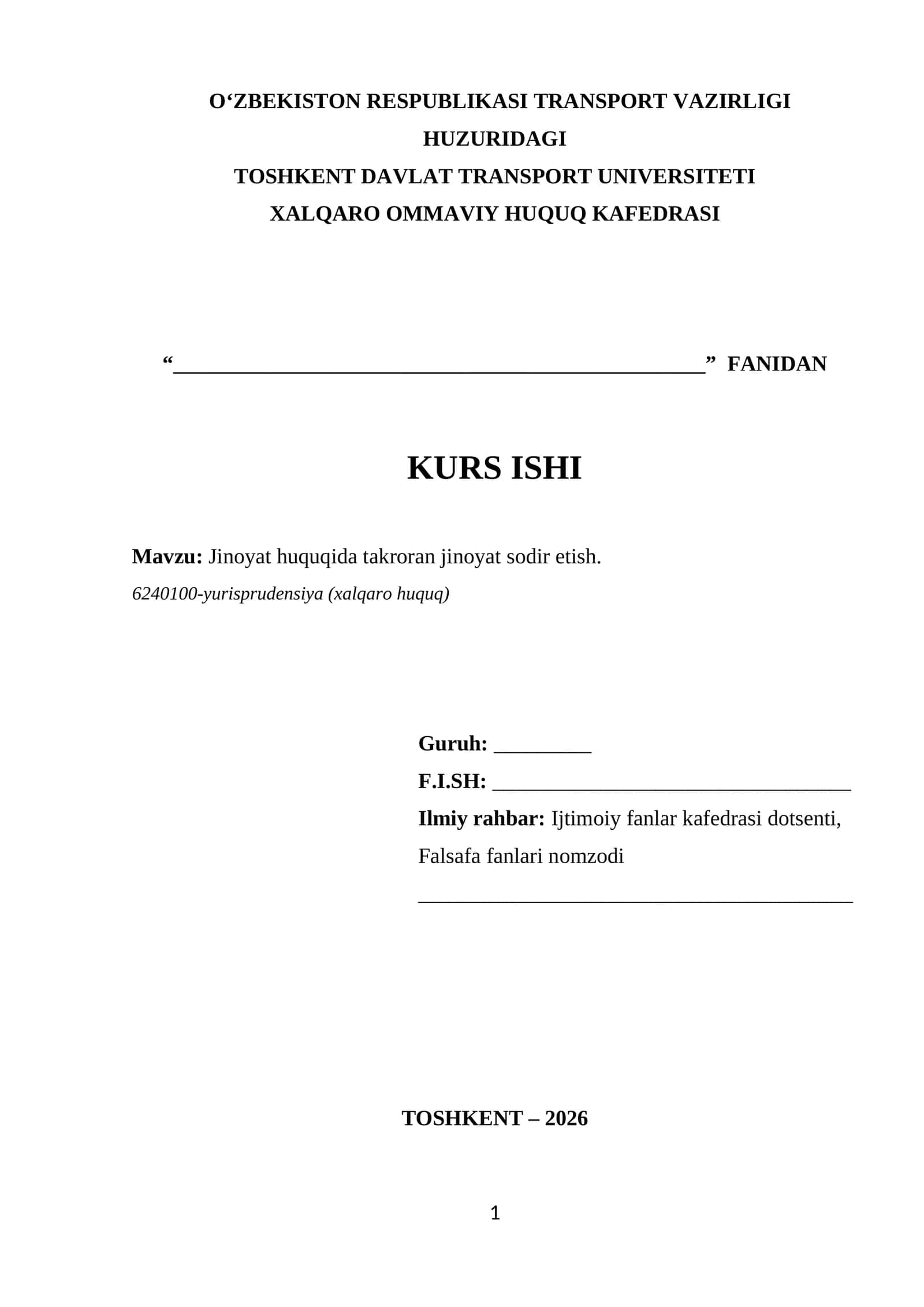 Takroran jinoyat sodir etish