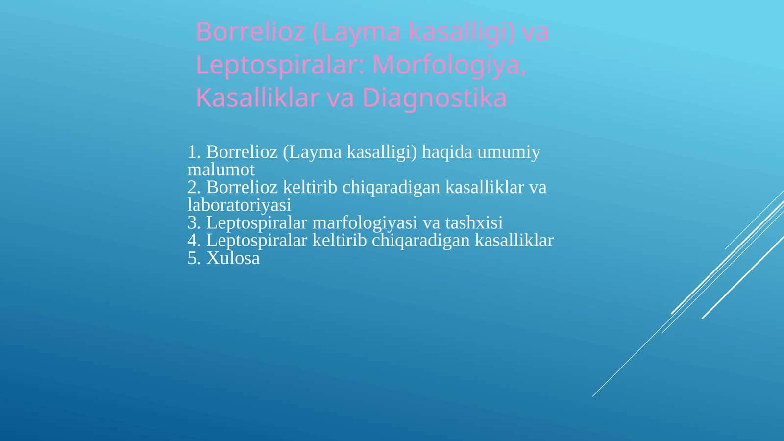 Borrelioz (Layma kasalligi) va Leptospiralar: Morfologiya, Kasalliklar va Diagnostika