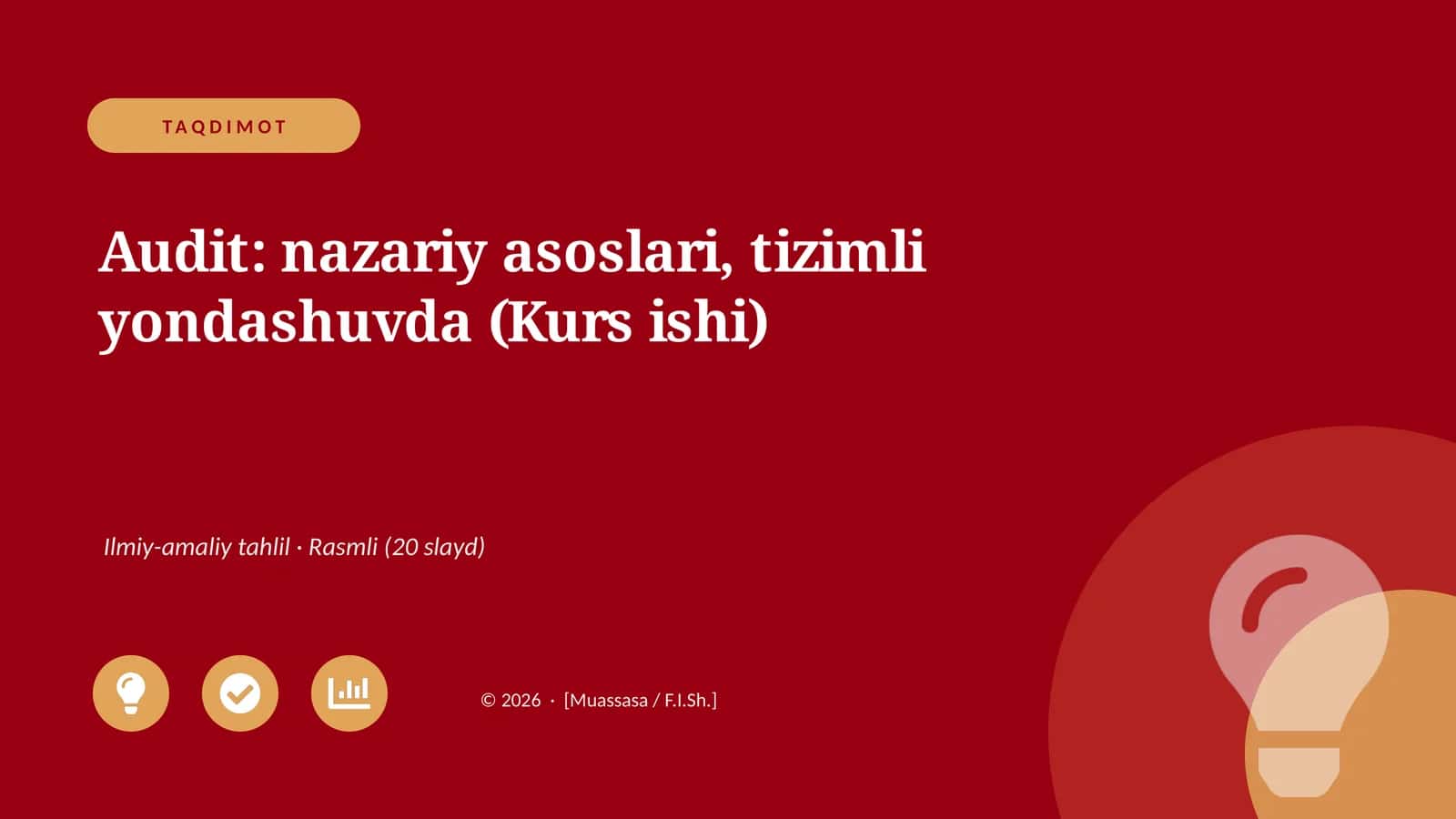 Audit: nazariy asoslari, tizimli yondashuvda (Kurs ishi)