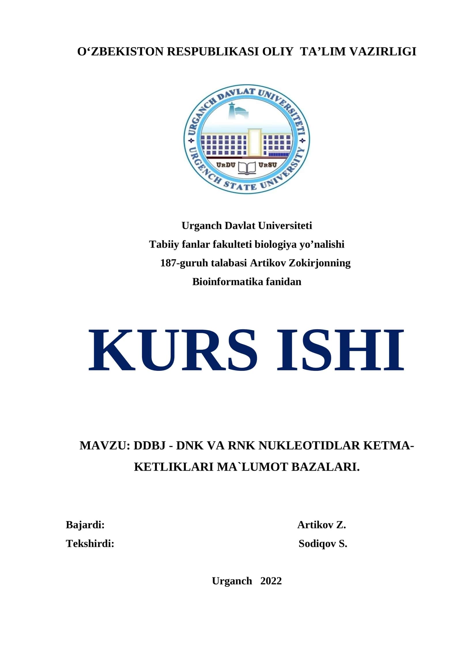 Bioinformatika kurs ishi