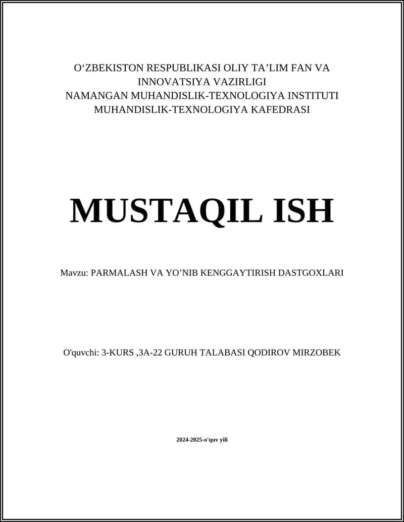 Parmalash uskunalarining turlari