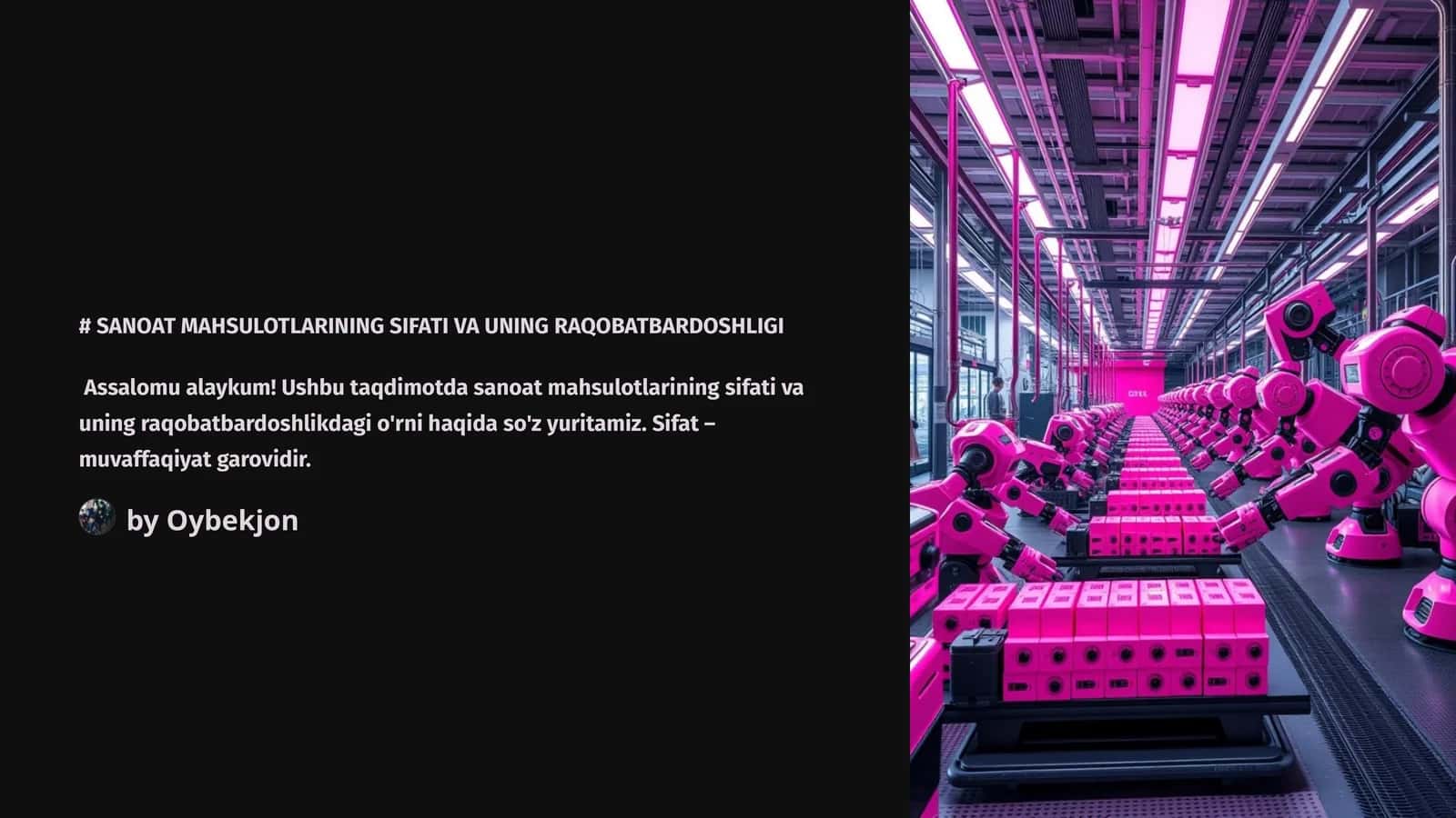 SANOAT MAHSULOTLARINING SIFATI VA UNING RAQOBATBARDOSHLIGI