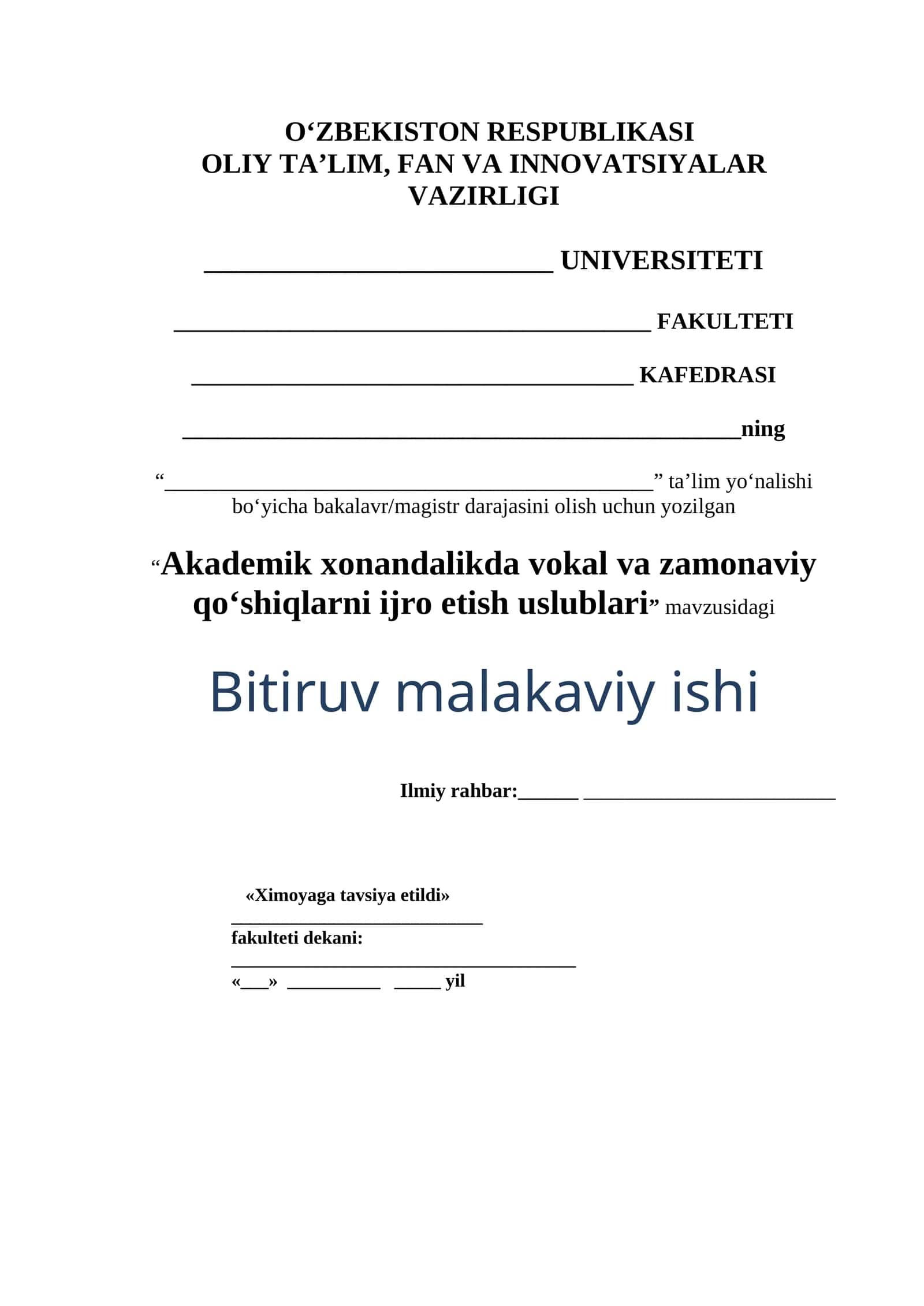Akademik xonandalikda vokal va zamonaviy qo‘shiqlarni ijro etish uslublari