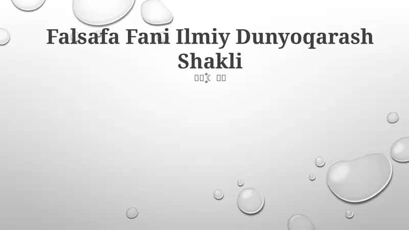 Falsafa Fani Ilmiy Dunyoqarash Shakli