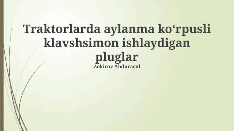 Rotatsion Tipdagi Tutqichli Planga Umumiy Nazar