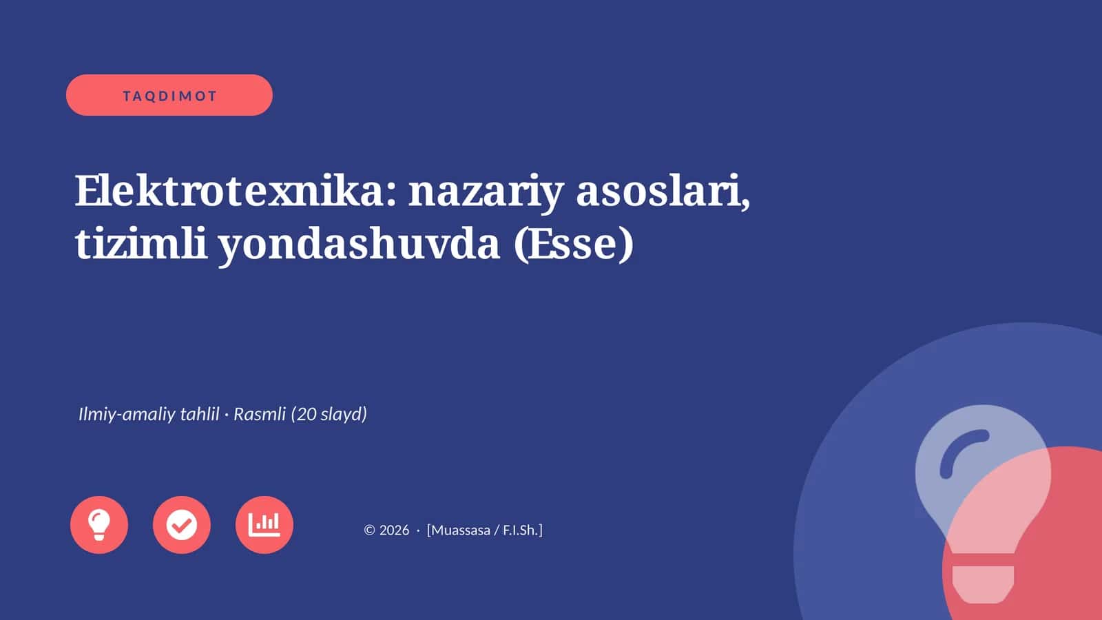 Elektrotexnika: nazariy asoslari, tizimli yondashuvda (Esse)