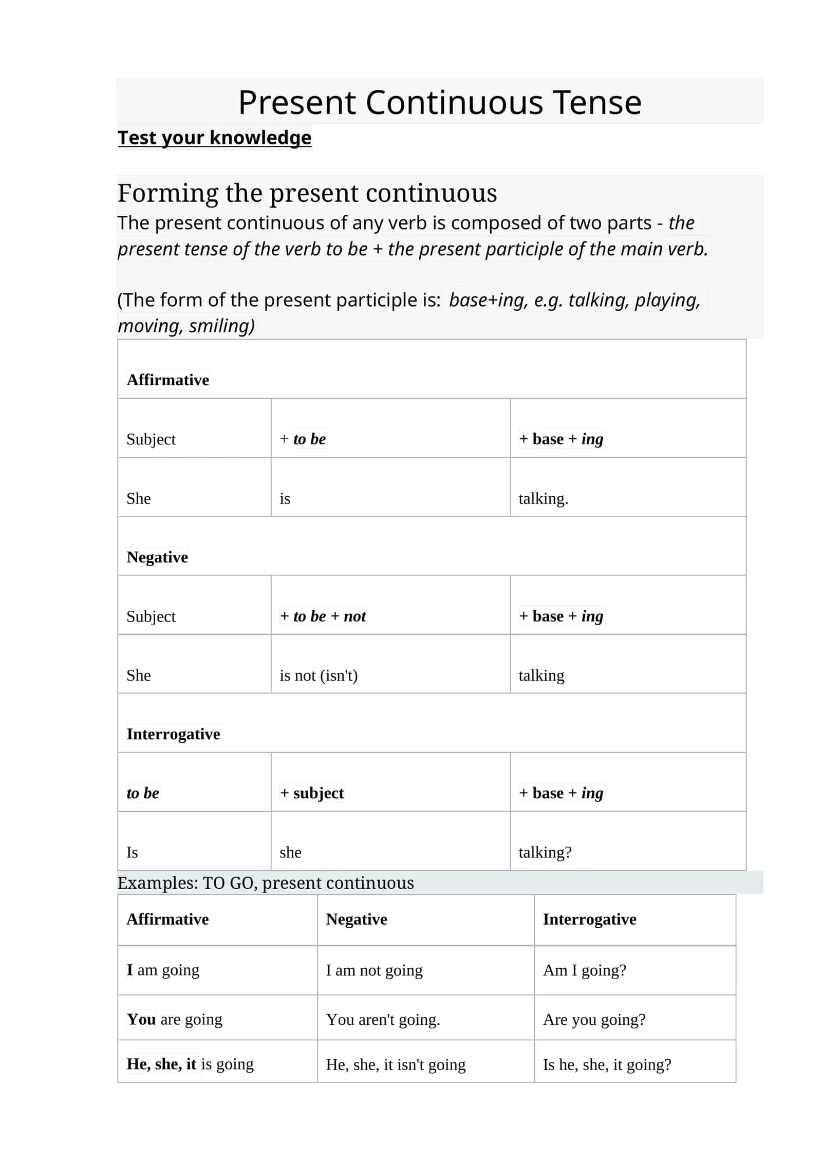 Present Continuous Tense
