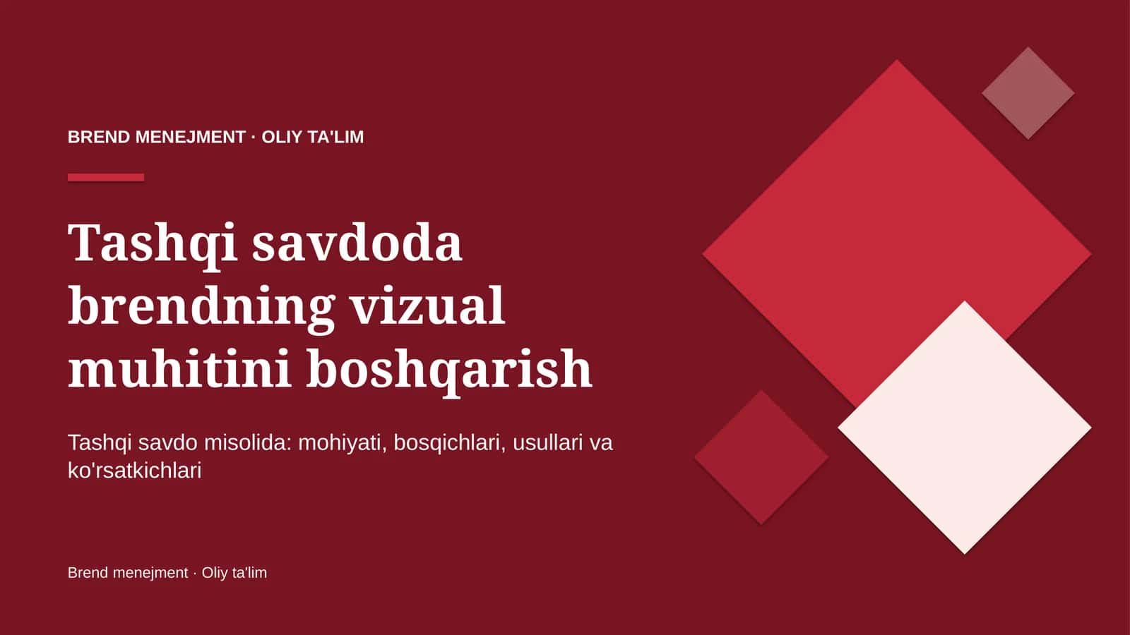 Tashqi savdoda brendning vizual muhitini boshqarish
