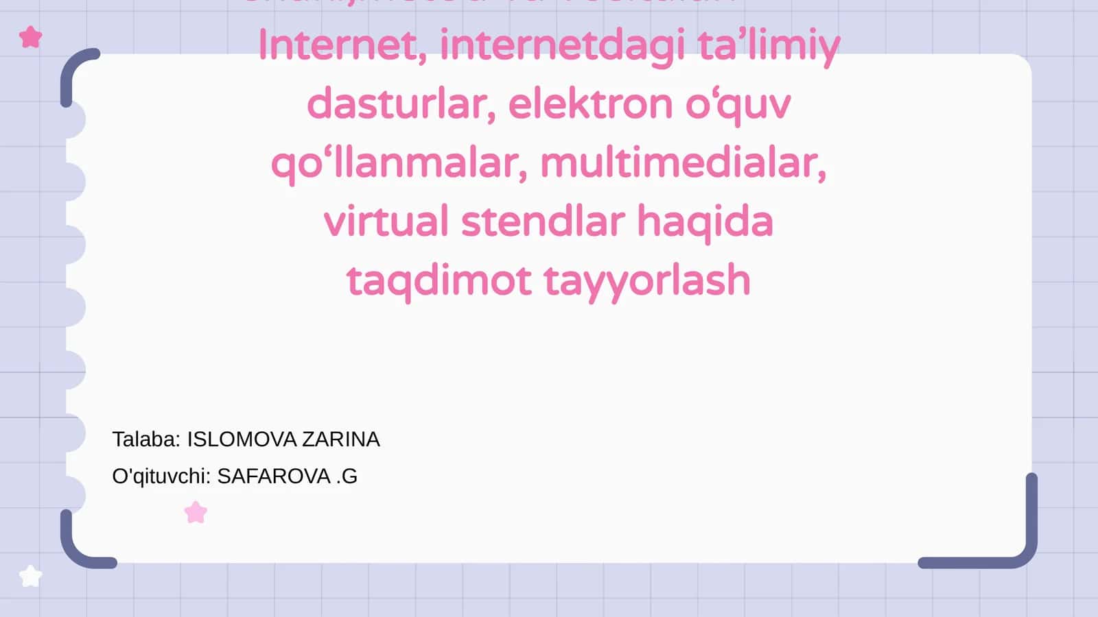 Ta’lim jarayonini tashkil etishning innovatsion shakl,metod va vositalari