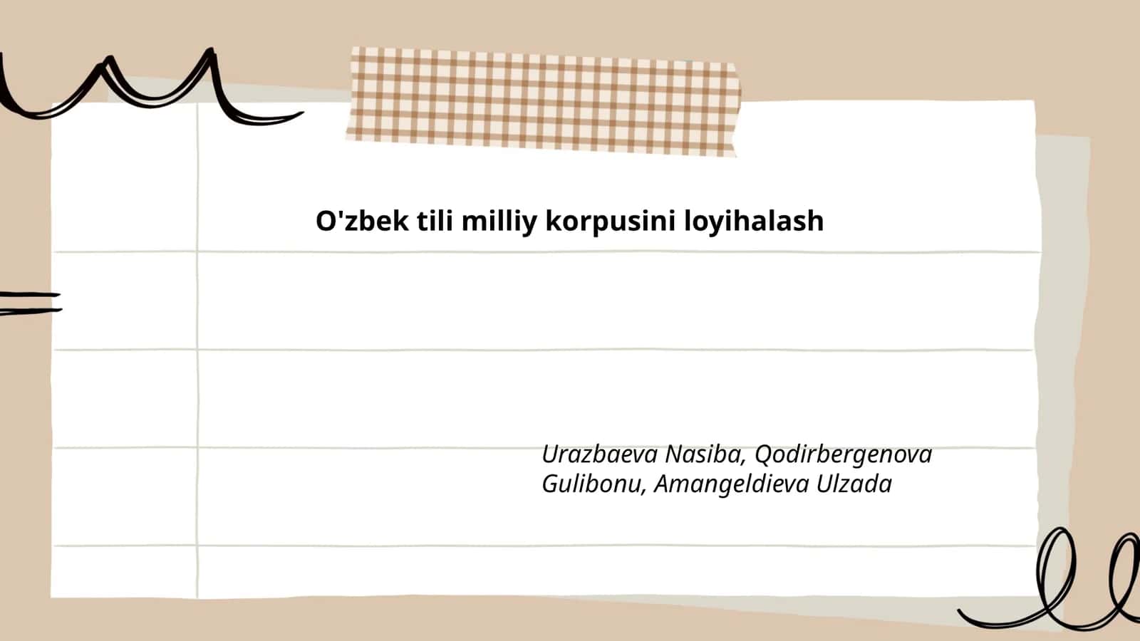 O'zbek tili milliy korpusini loyihalash