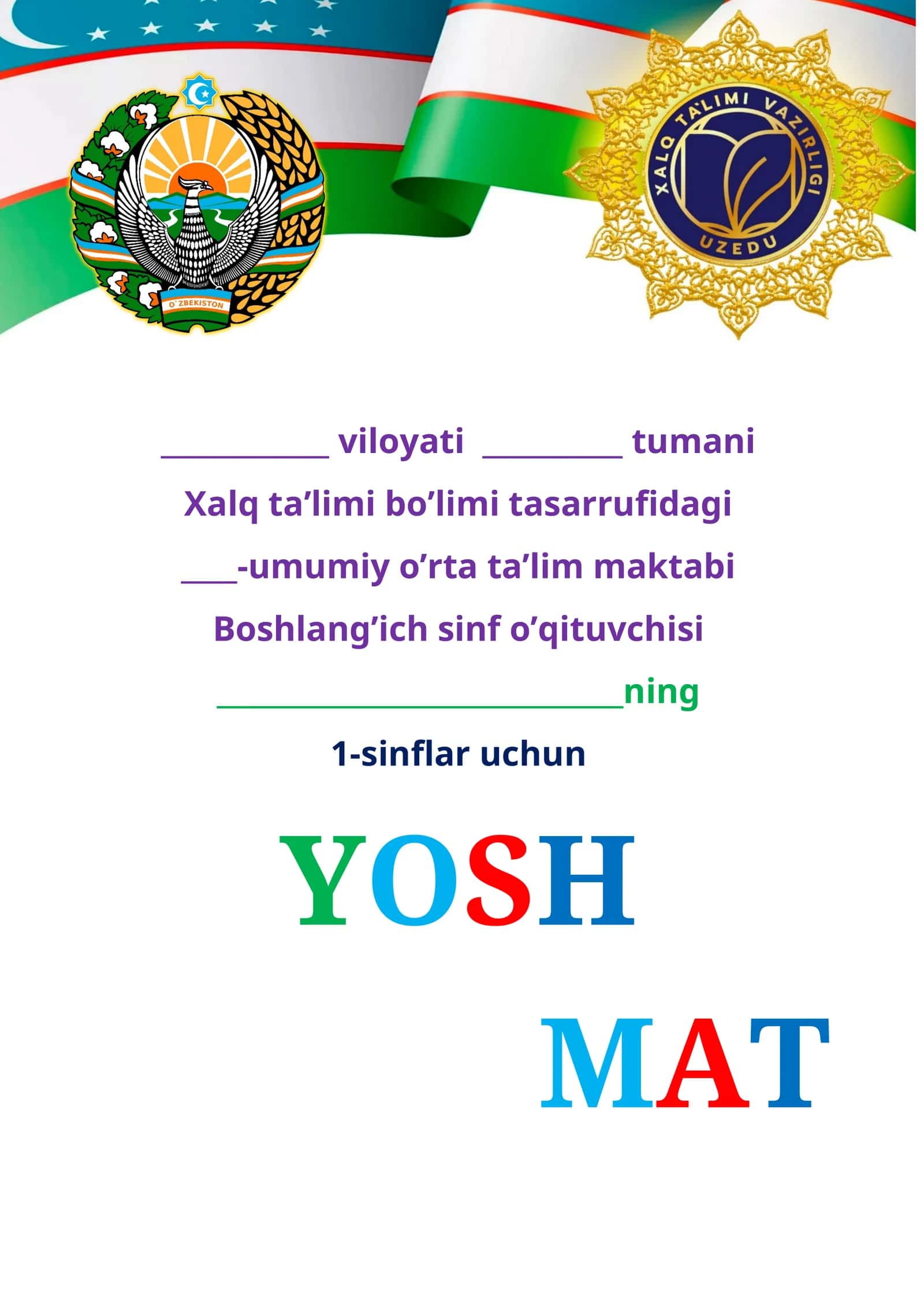 1-sinf Matematika fanidan to'garak konspekt