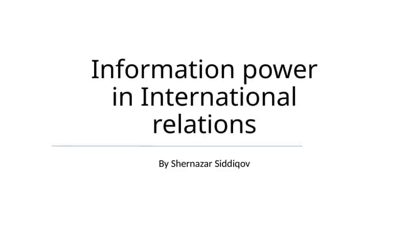 Information power in International relations
