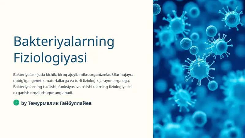 Bakteriyalarning Fiziologiyasi