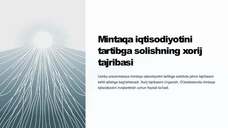 Mintaqa iqtisodiyotini tartibga solishning xorij tajribasi