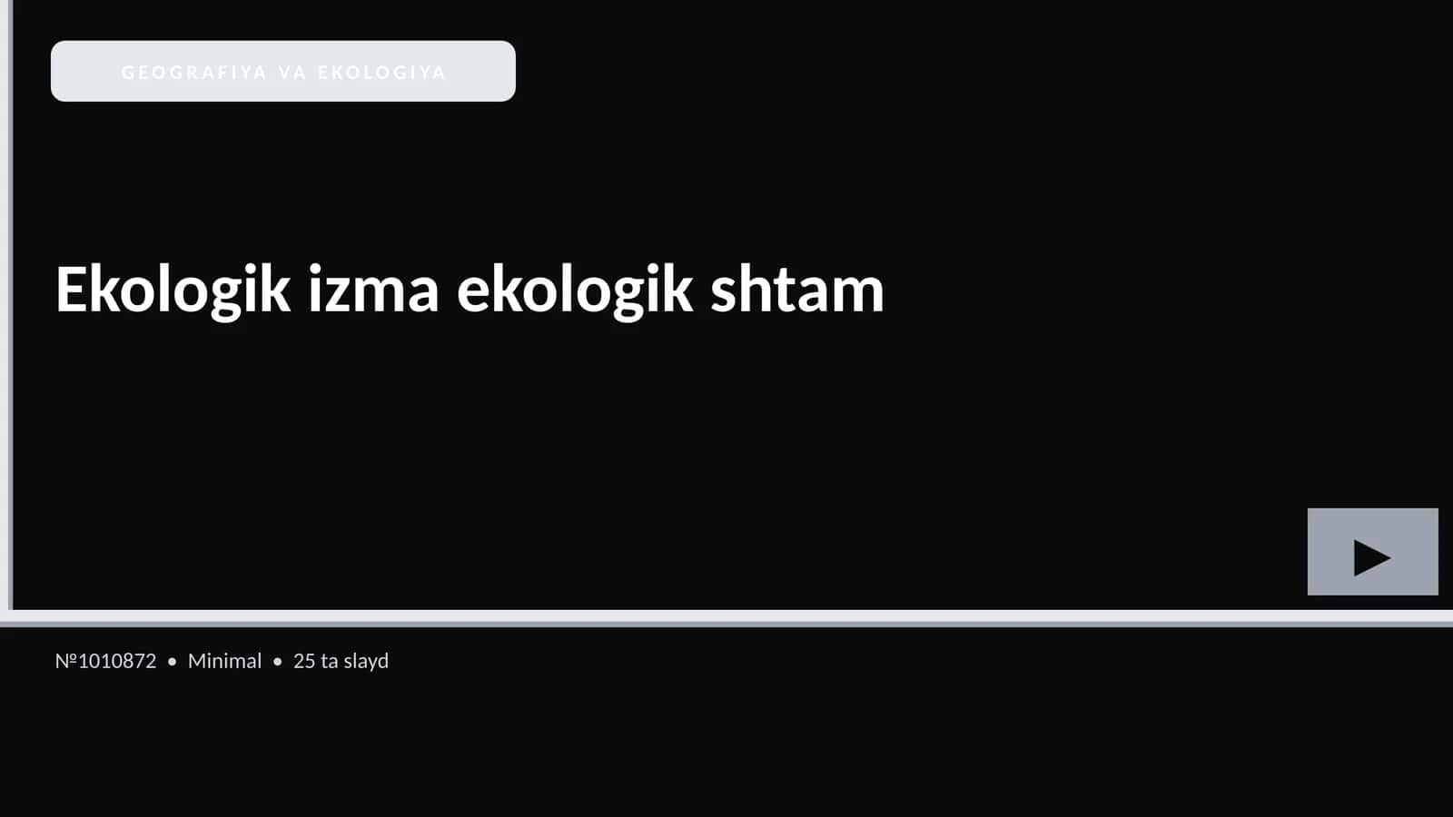 GEOGRAFIYA VA EKOLOGIYA