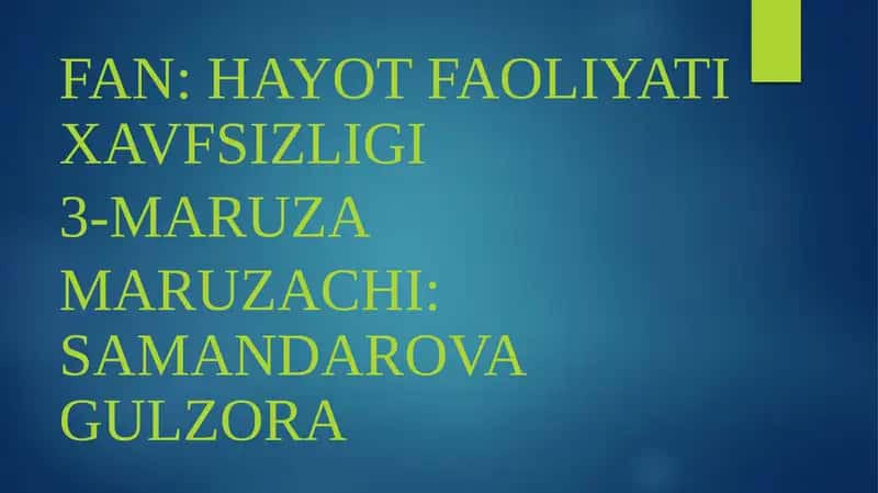 Hayot faoliyati xavfsizligi