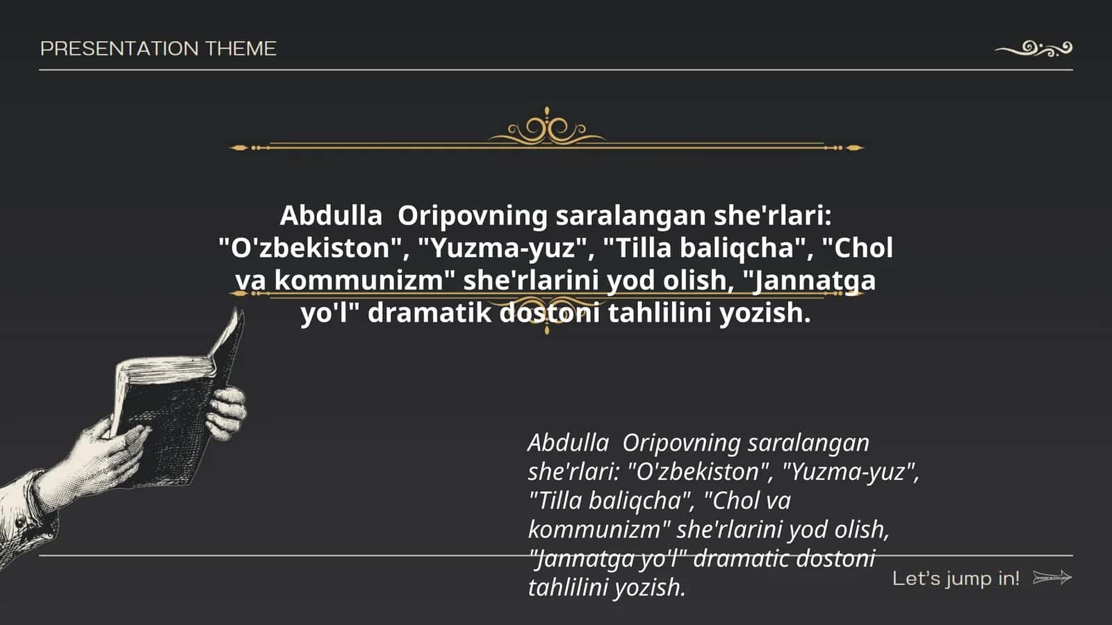 Abdulla Oripovning saralangan she'rlari