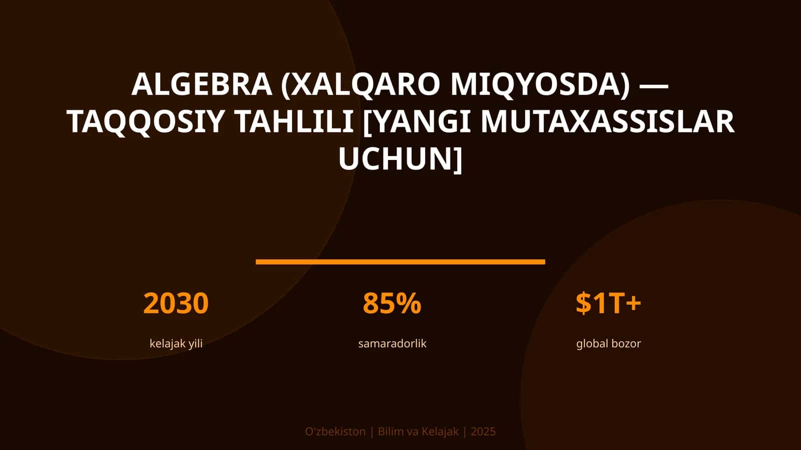 Algebra (xalqaro miqyosda) — taqqosiy tahlili [yangi mutaxassislar uchun]