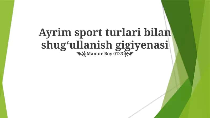 Suv sportlarida gigiena qoidalari