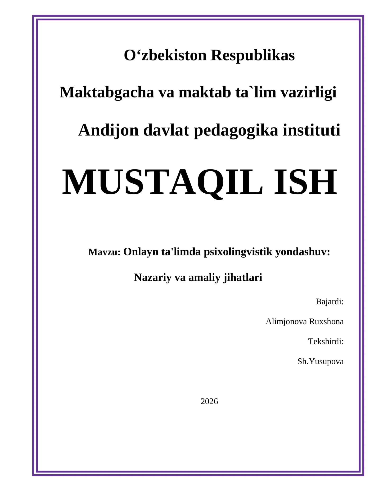 Onlayn ta'limda psixolingvistik yondashuv: Nazariy va amaliy jihatlari