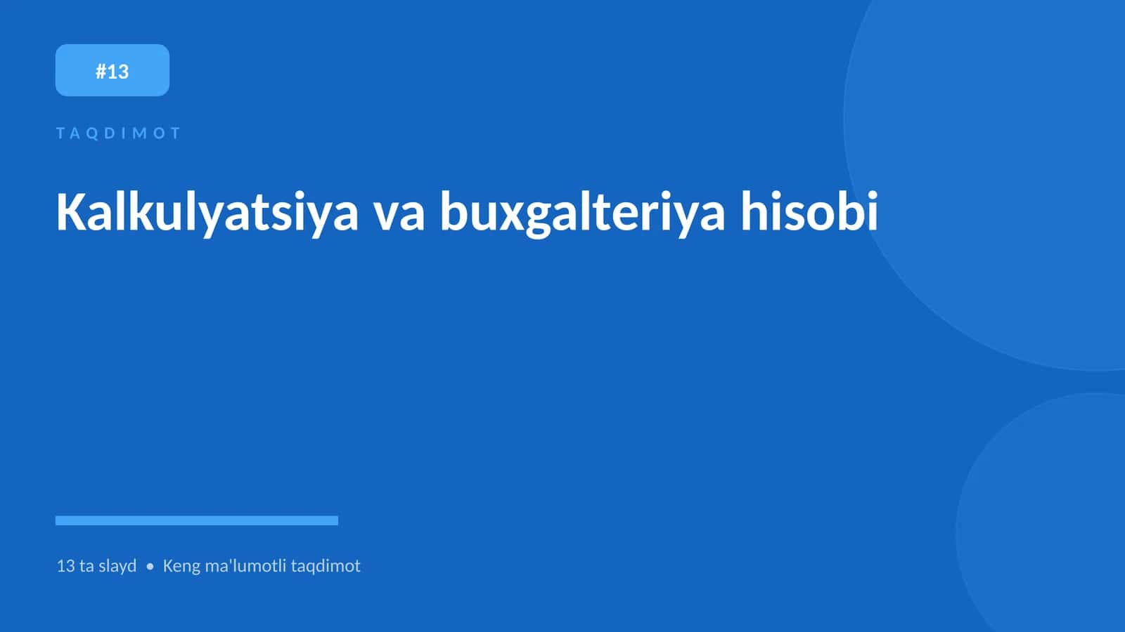 Kalkulyatsiya va buxgalteriya hisobi