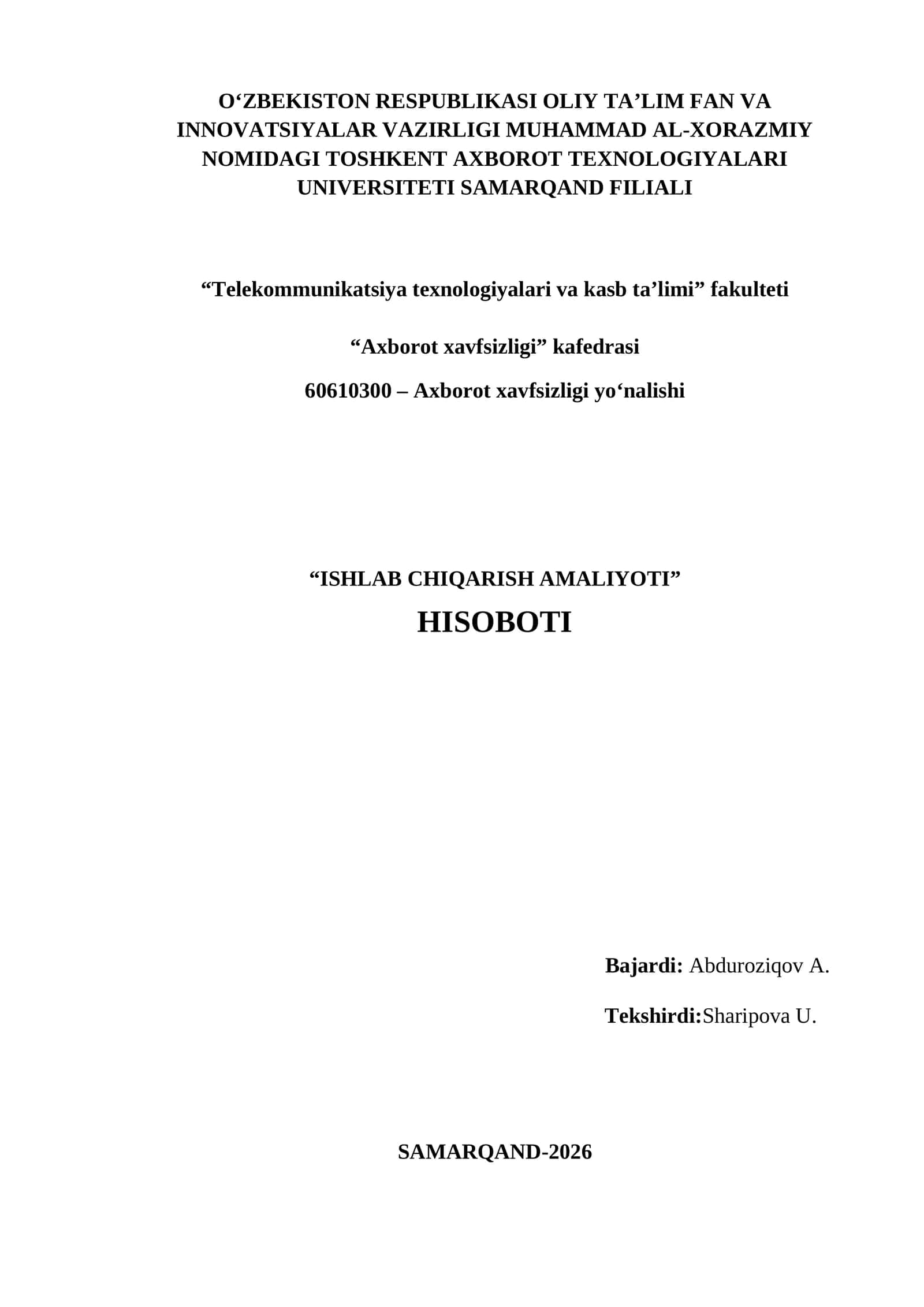 ISHLAB CHIQARISH AMALIYOTI