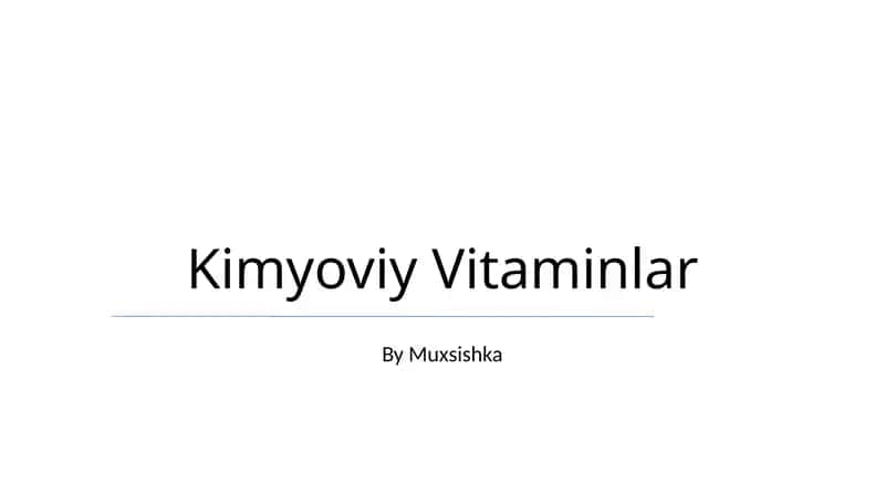 Kimyoviy Vitaminlar
