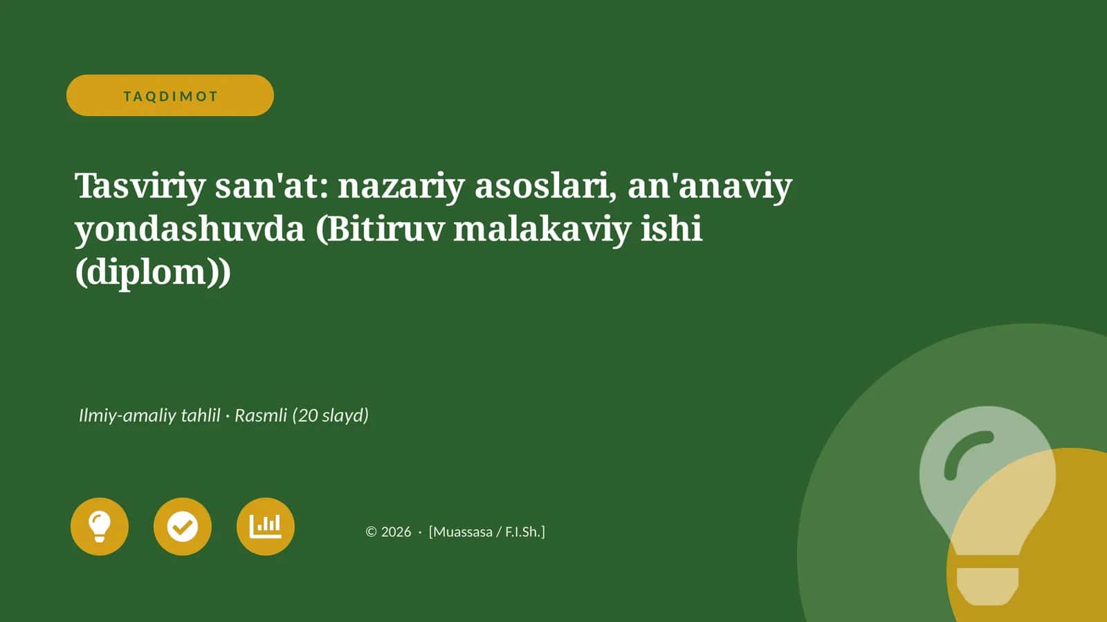Tasviriy san'at: nazariy asoslari, an'anaviy yondashuvda (Bitiruv malakaviy ishi (diplom))