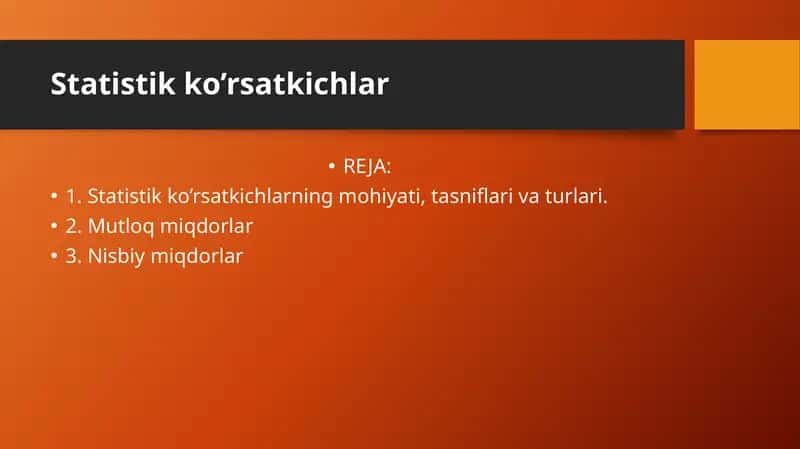 Statistik ko’rsatkichlar