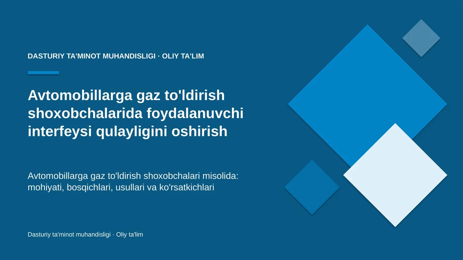 Avtomobillarga gaz to'ldirish shoxobchalarida foydalanuvchi interfeysi qulayligini oshirish