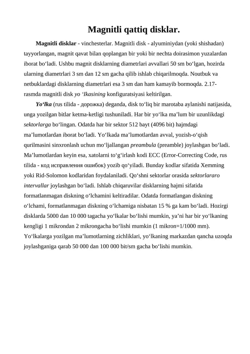 Magnitli qattiq disklar