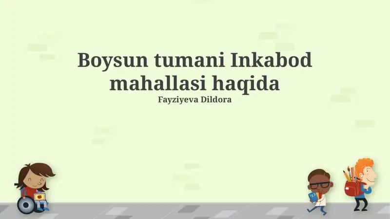 Inkabod Mahallasi haqida