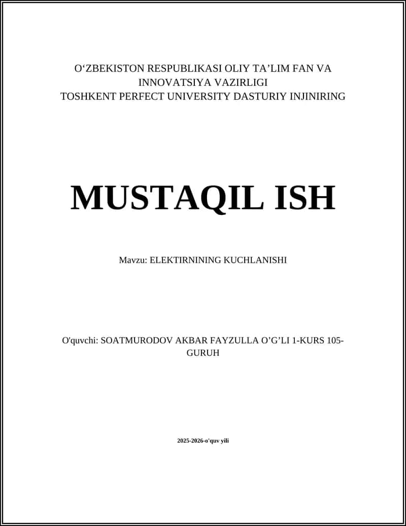 ELEKTIRNINING KUCHLANISHI