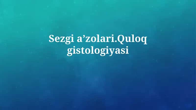 Sezgia’zolari.Quloqgistologiyasi