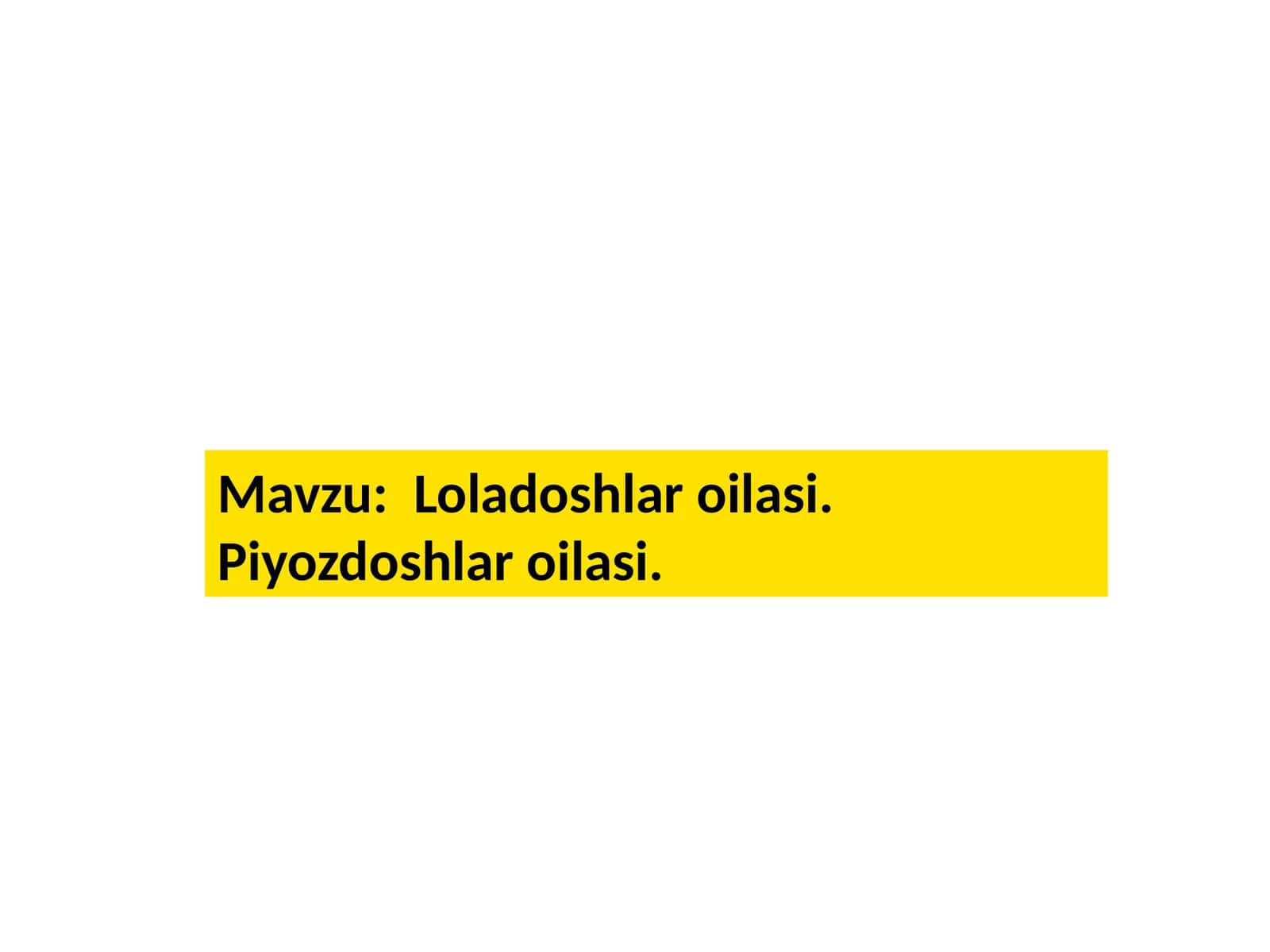 Loladoshlar oilasi. Piyozdoshlar oilasi.