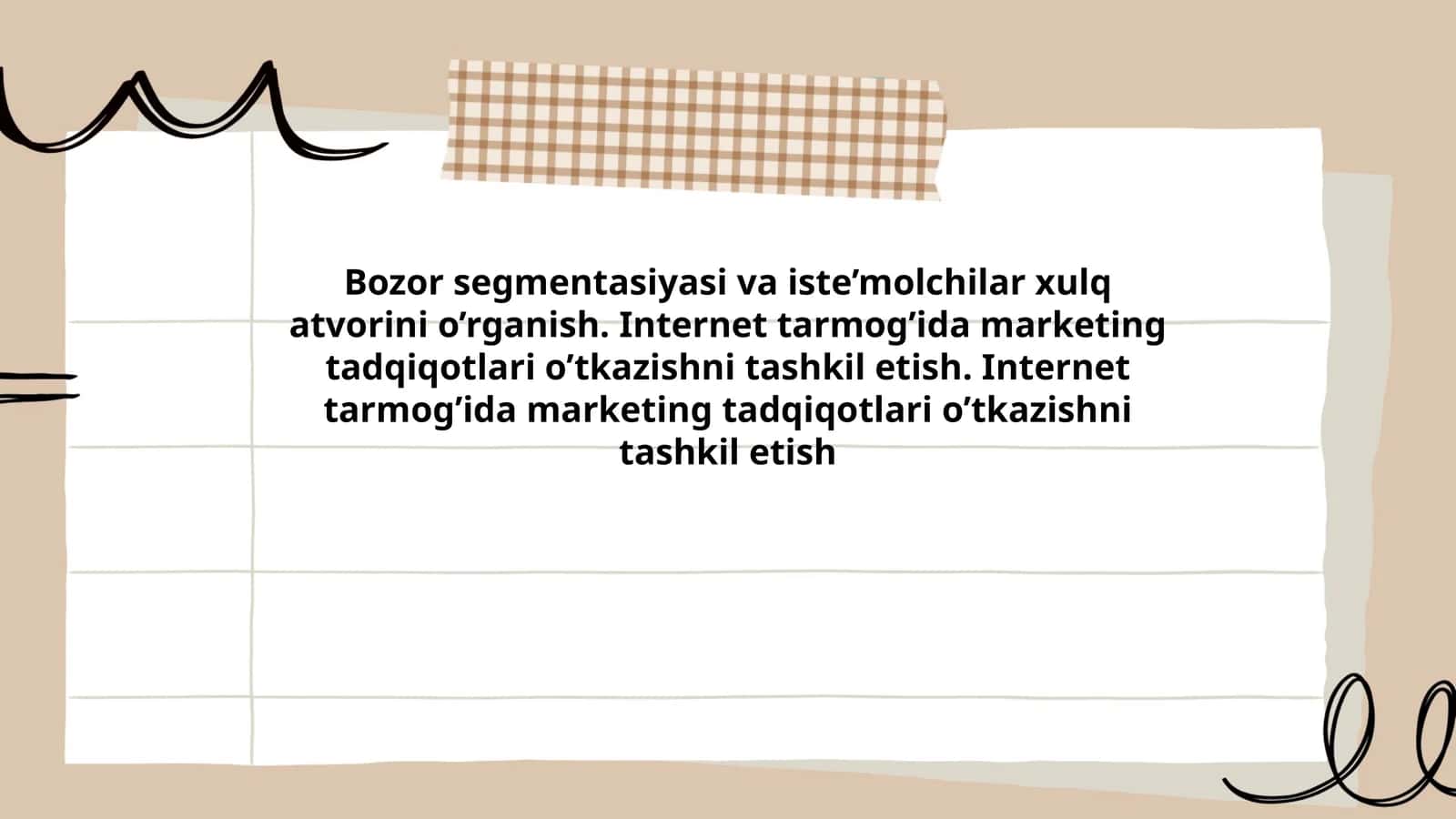 Bozor segmentasiyasi va iste’molchilar xulq atvorini o’rganish