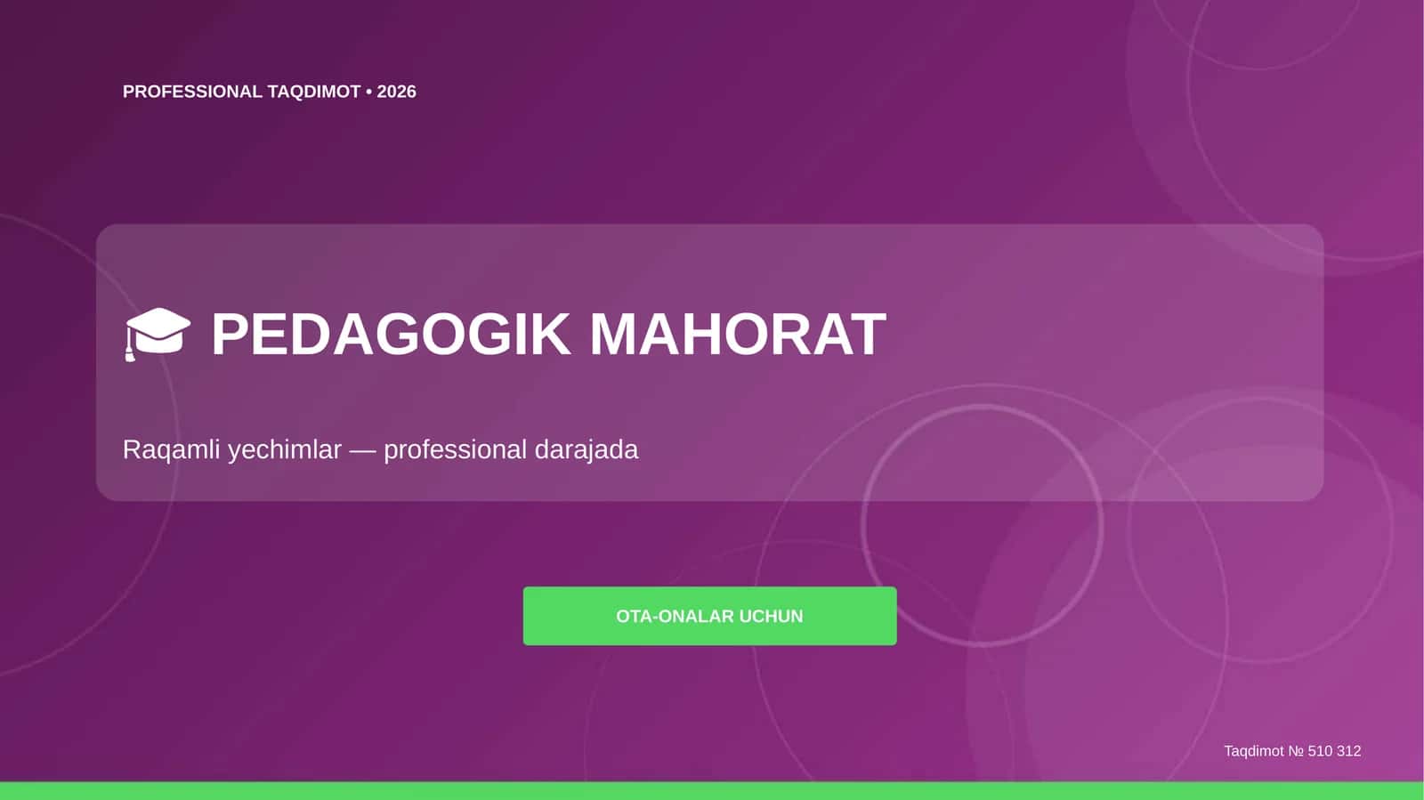 Pedagogik mahorat: raqamli yechimlar (professional darajada) [ota-onalar uchun]