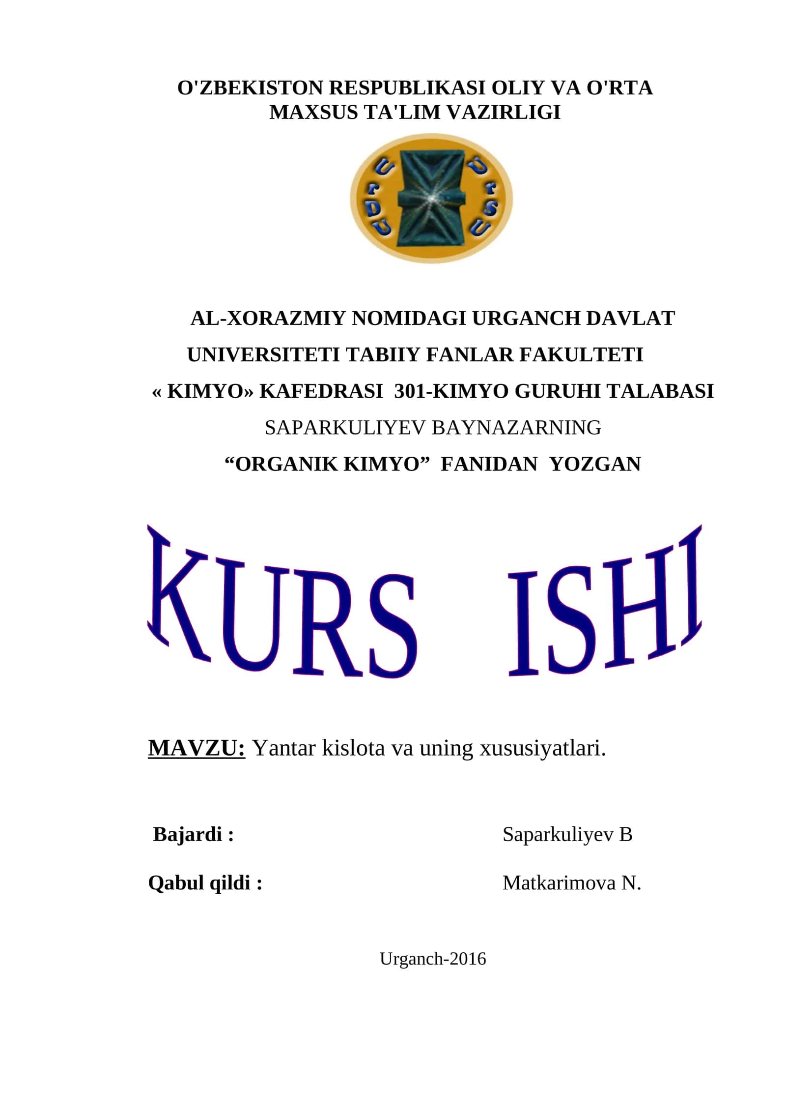 Yantar kislota va uning xususiyatlari