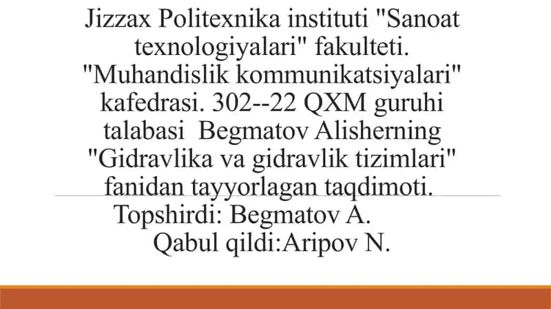 Elementar oqimcha uchun Bernulli tenglamasi