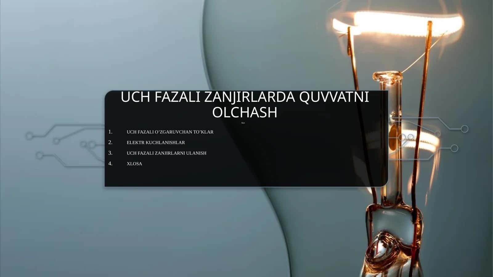 Uch fazali zanjirlarda quvvatni o'lchash